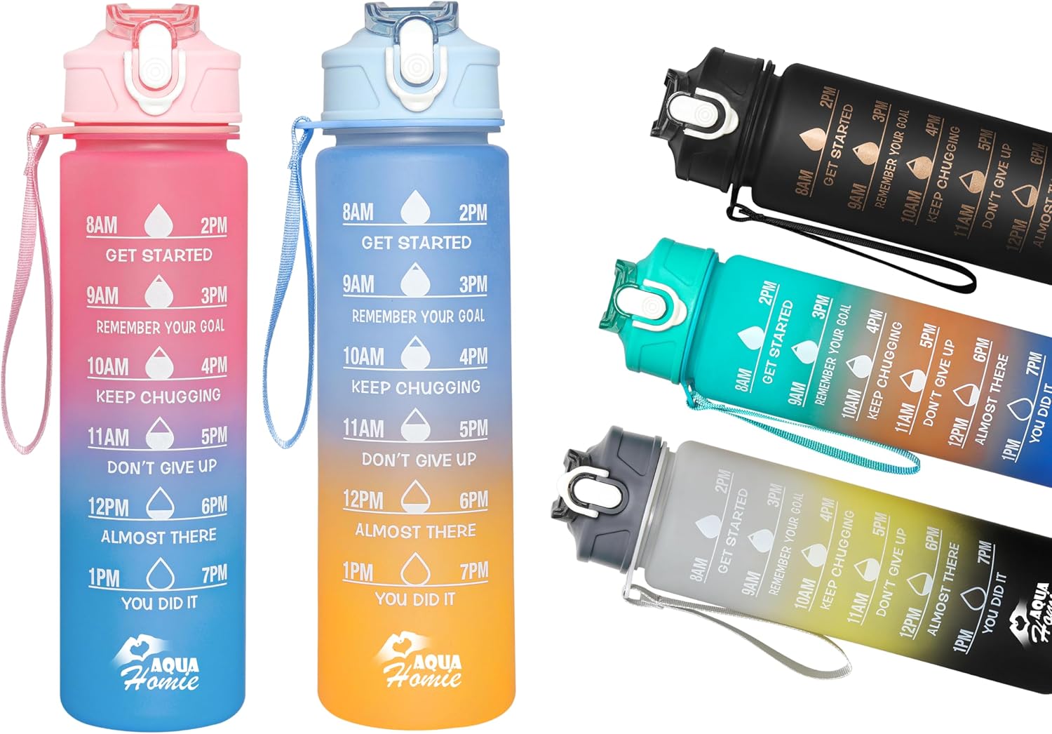 Detalle de Pack of 2 750ml Kids Water Bottles with Straw 🚰