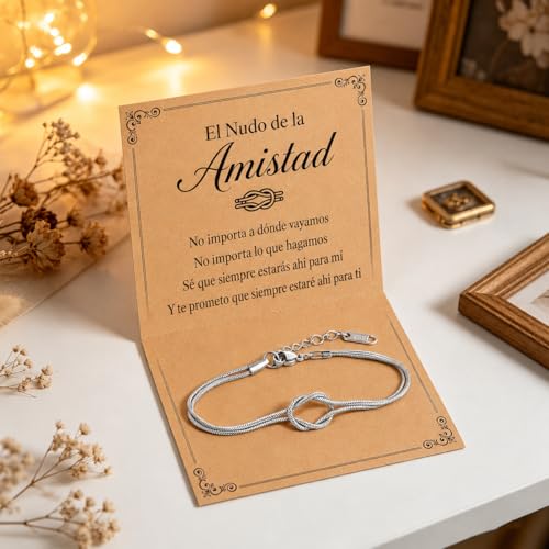 Detalle de RAOPNHS: Set de 2 pulseras de nudo infinito con tarjeta y caja – regalo de amistad para mujer