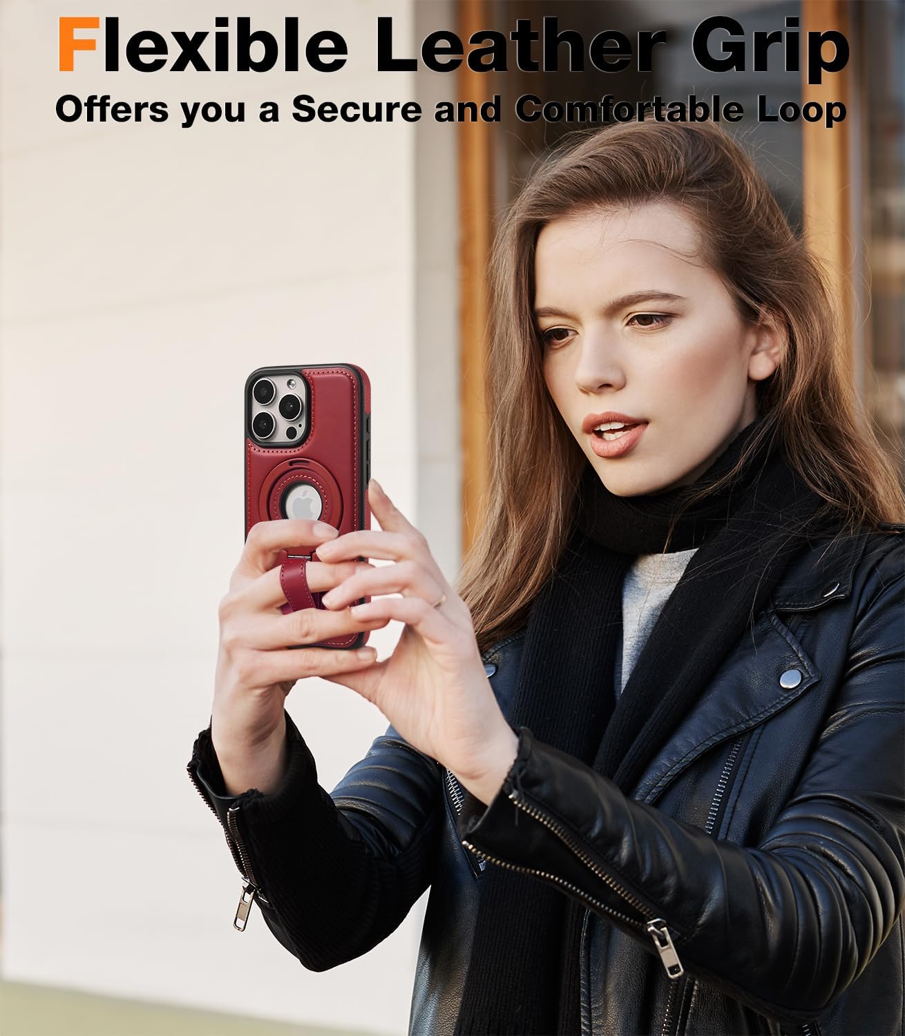 Detalle 2 de BUTAIGA Leather Case for iPhone 15 Plus/14 Plus with Stand