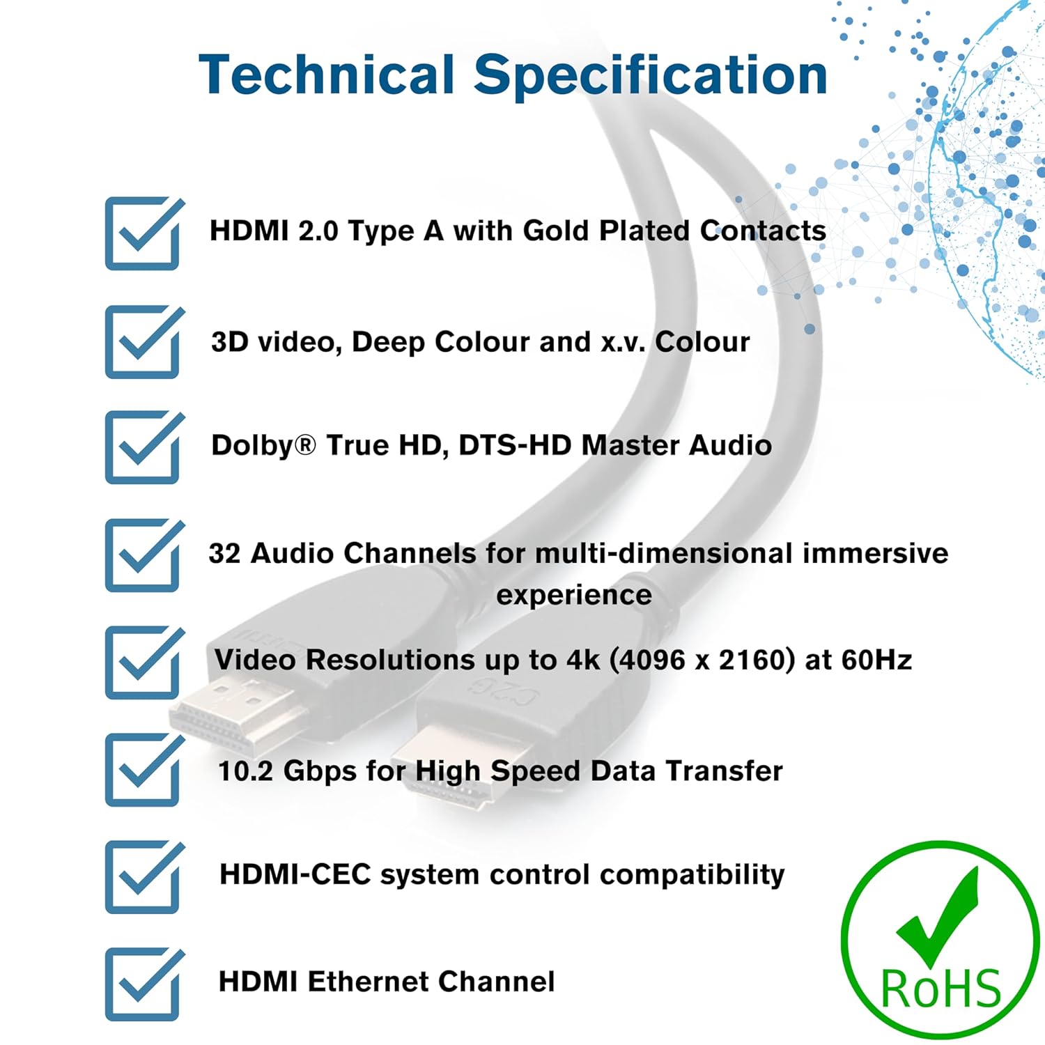 Detalle 2 de C2G 50611 HDMI cable 12 ft
