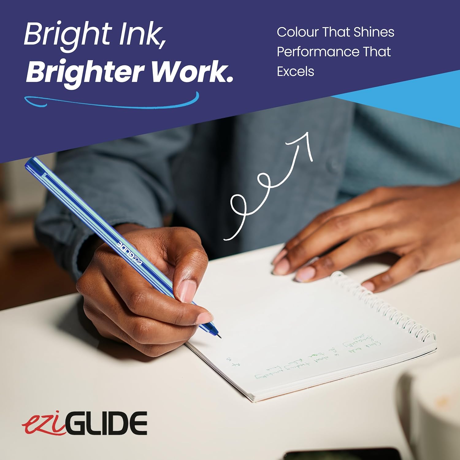 Thumbnail 2 de Eziglide TriGrip Blue Ink Ballpoint Pens 50-Pack with Triangular Barrel (1.0mm) for Smooth Writing