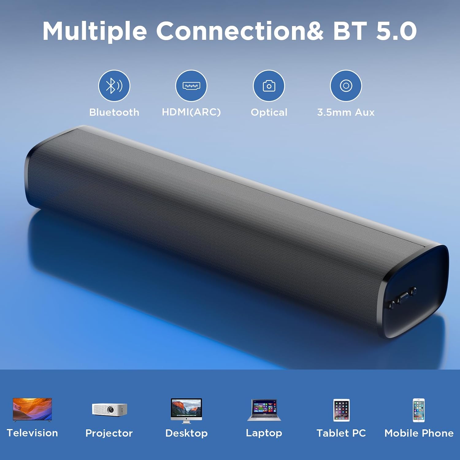 Thumbnail 4 de MZEIBO KY-Mini 50W Mini Soundbar with Bluetooth, ARC, Optical and AUX