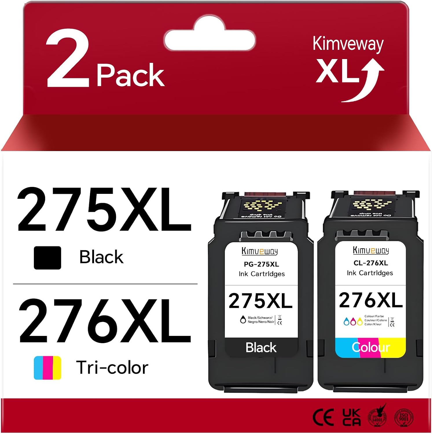 Detalle de Kimveway PG-275XL CL-276XL Combo Pack Ink Cartridges, Black and Colour