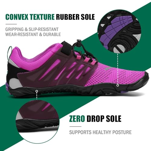 Detalle de SAGUARO Zapatillas Barefoot para Hombre y Mujer (Zapatillas Minimalistas, Zero Drop, Morado, Talla 40) - Trail y Uso Diario