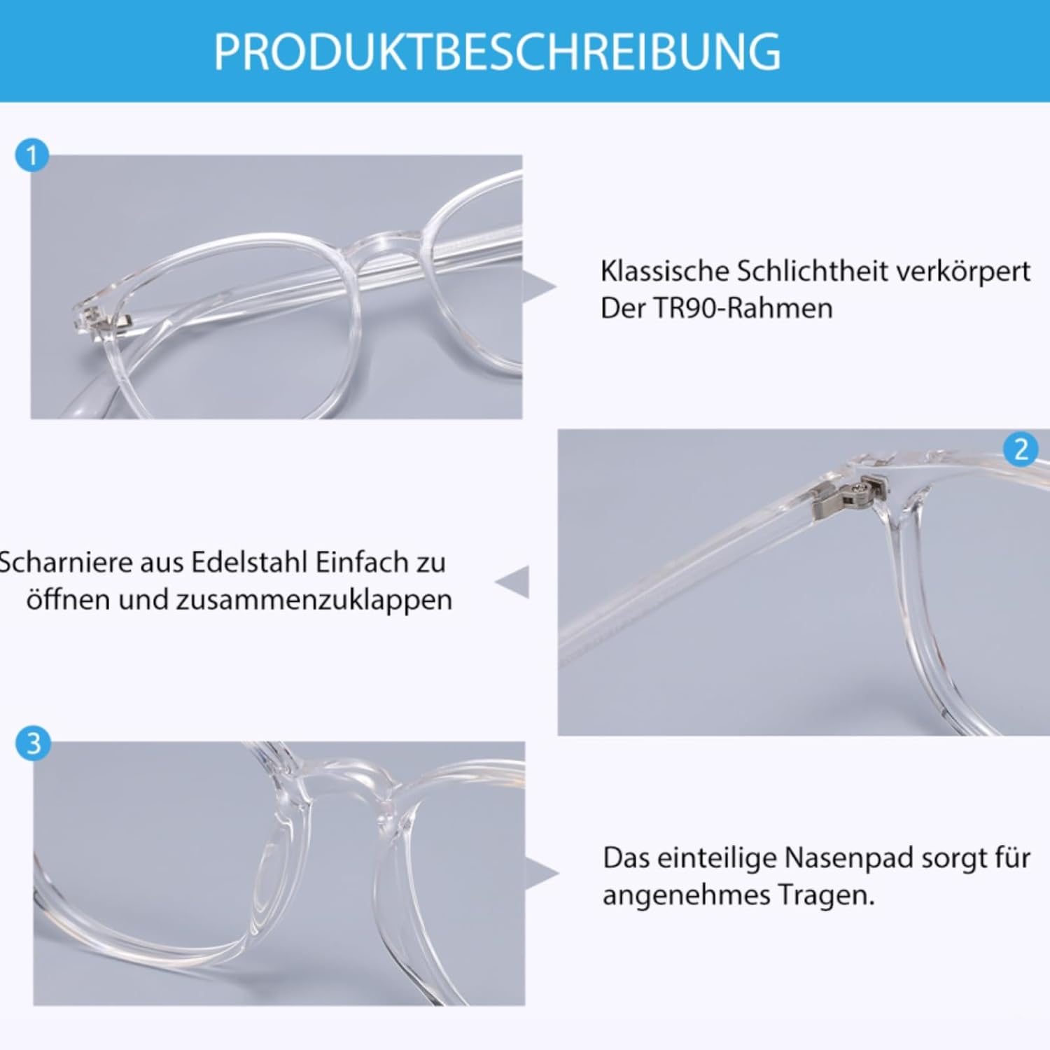 Thumbnail 4 de Firmoo Blaulicht Brille (TR90, transparent) – Computerbrille mit UV- und Blaulichtschutz für Damen & Herren