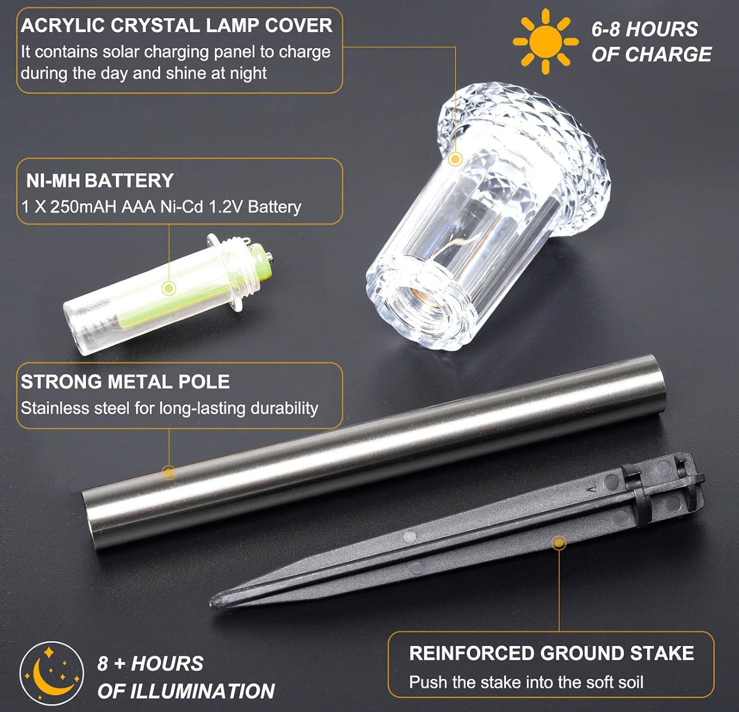 Thumbnail 6 de Aourow Lampade Solari da Giardino per Esterni (6 pezzi) con luce calda, accensione automatica e IP65