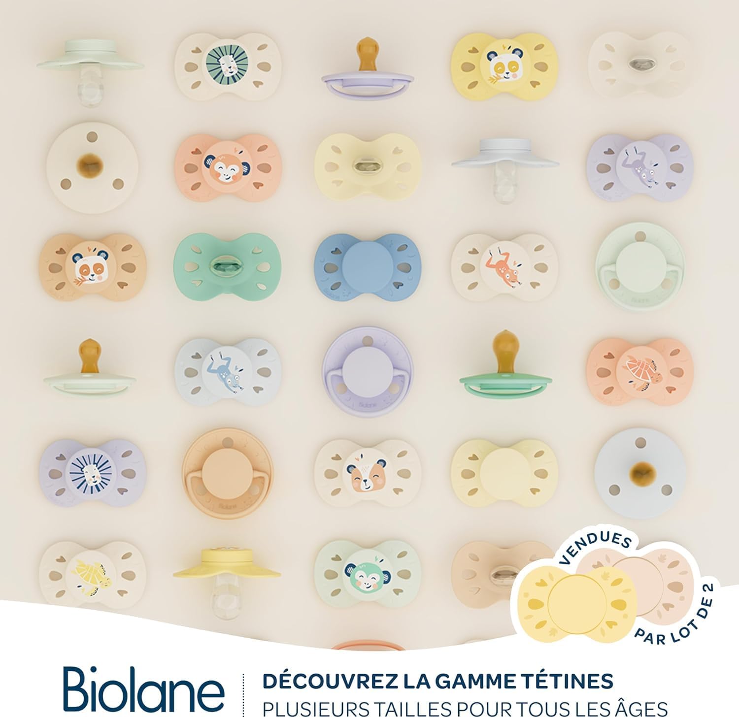 Thumbnail 4 de BIOLANE tétines anatomiques extra-fines réversibles 0 à 6 mois – Bleu et beige