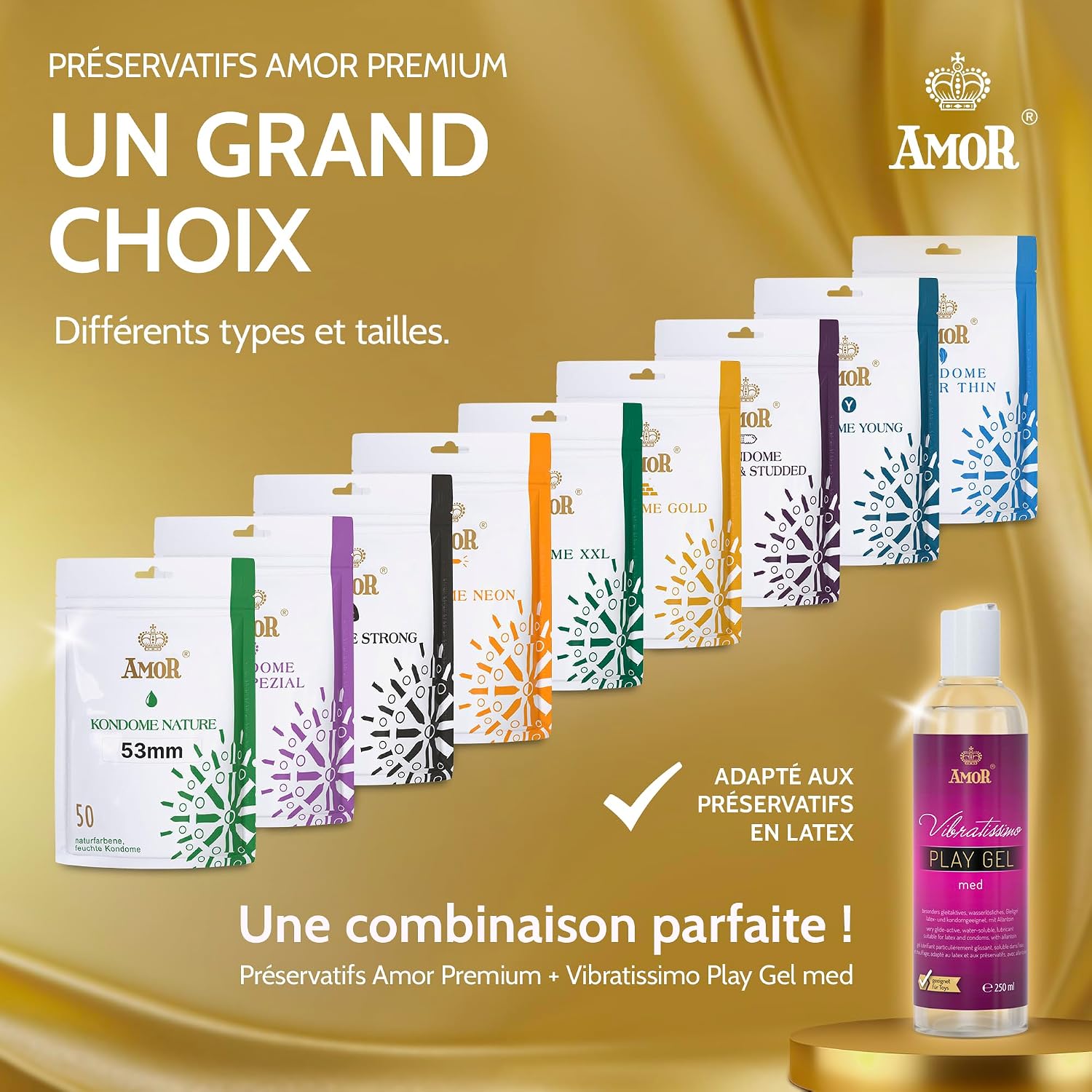 Thumbnail 6 de Préservatifs AMOR Nature Premium, taille Ø 60 mm, transparents – lot de 100