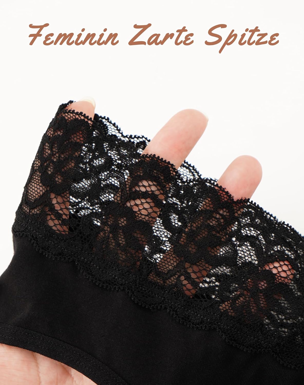 Detalle de INNERSY Unterhosen Damen Baumwolle Slips mit Spitze – bequeme Hipster im 6er-Pack
