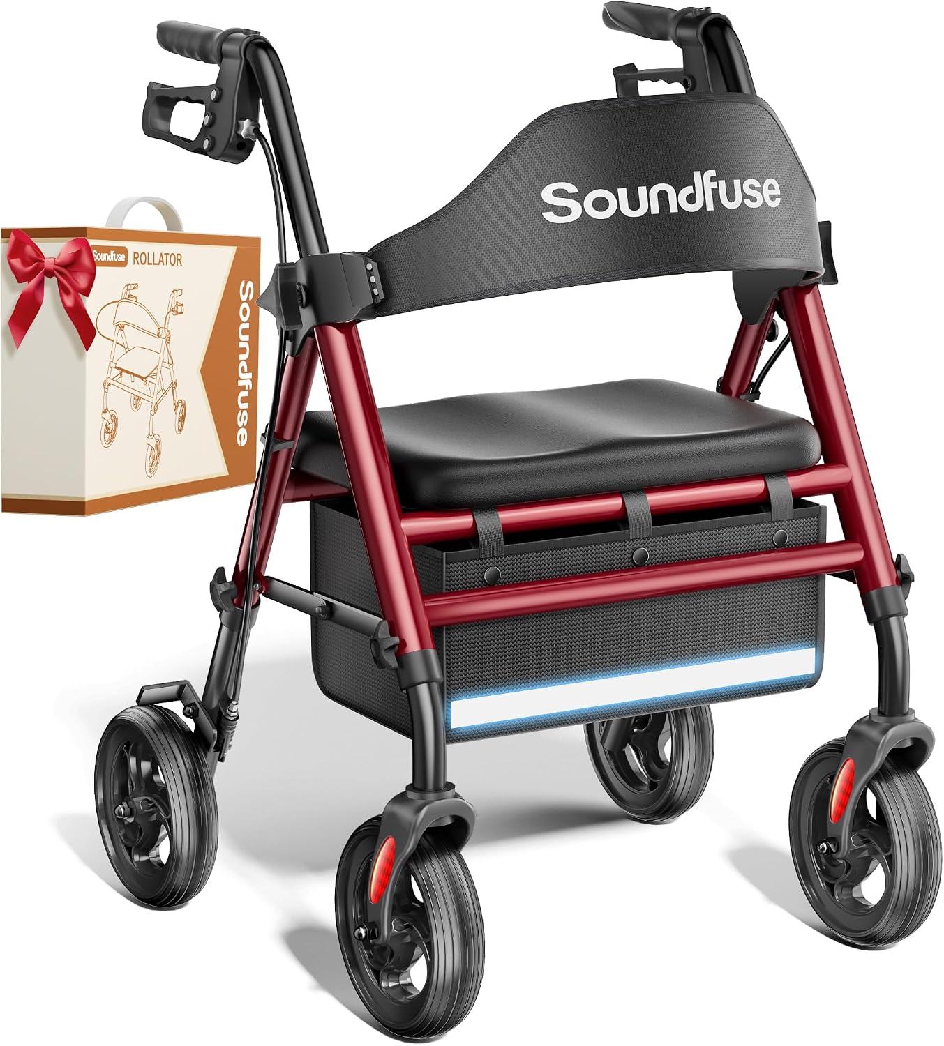 Detalle de SOUNDFUSE UR2 Rollator Walker with Padded Seat and 8-Inch Wheels