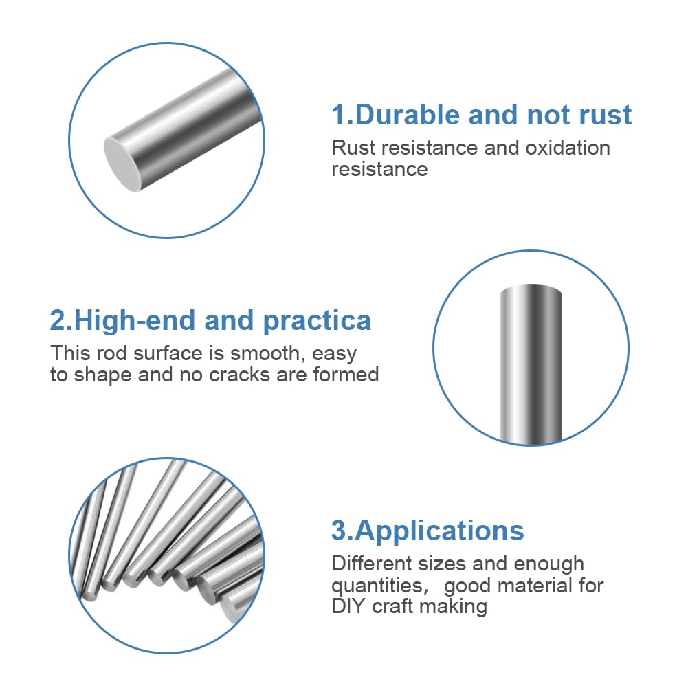 Thumbnail 2 de OFFCUP 3mm*300mm 10PCS Stainless Steel Round Rods, 304, 3mm x 300mm