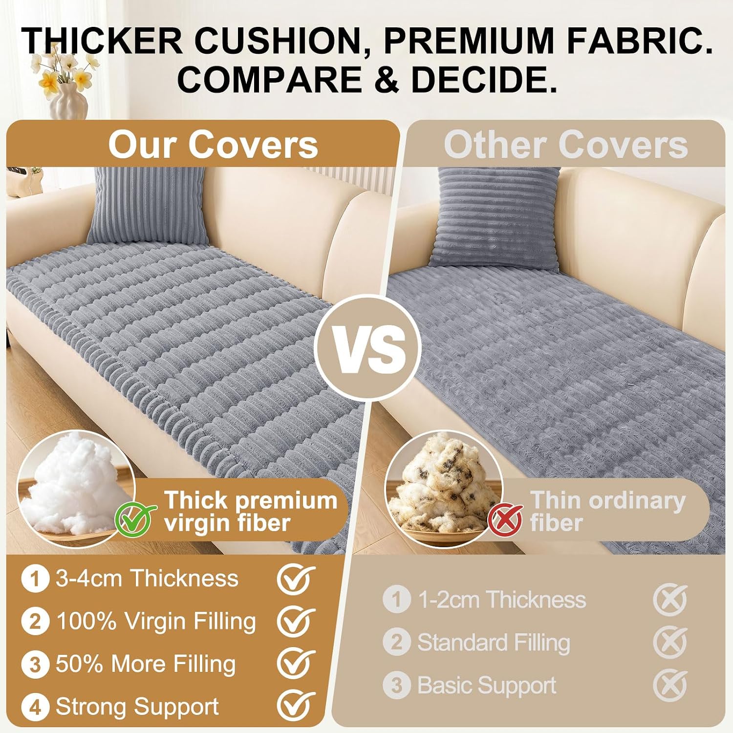 Detalle 2 de Smiry FLRCWDZ02 Couch Cover for Dogs, 27.6" Square, Gray Polyester