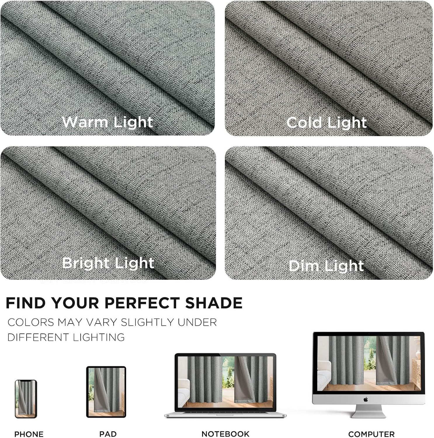Thumbnail 6 de Joydeco Blackout Thermal Lined Curtains (2 Panels) – 55x96 Inch with Back Tabs & Rod Pocket