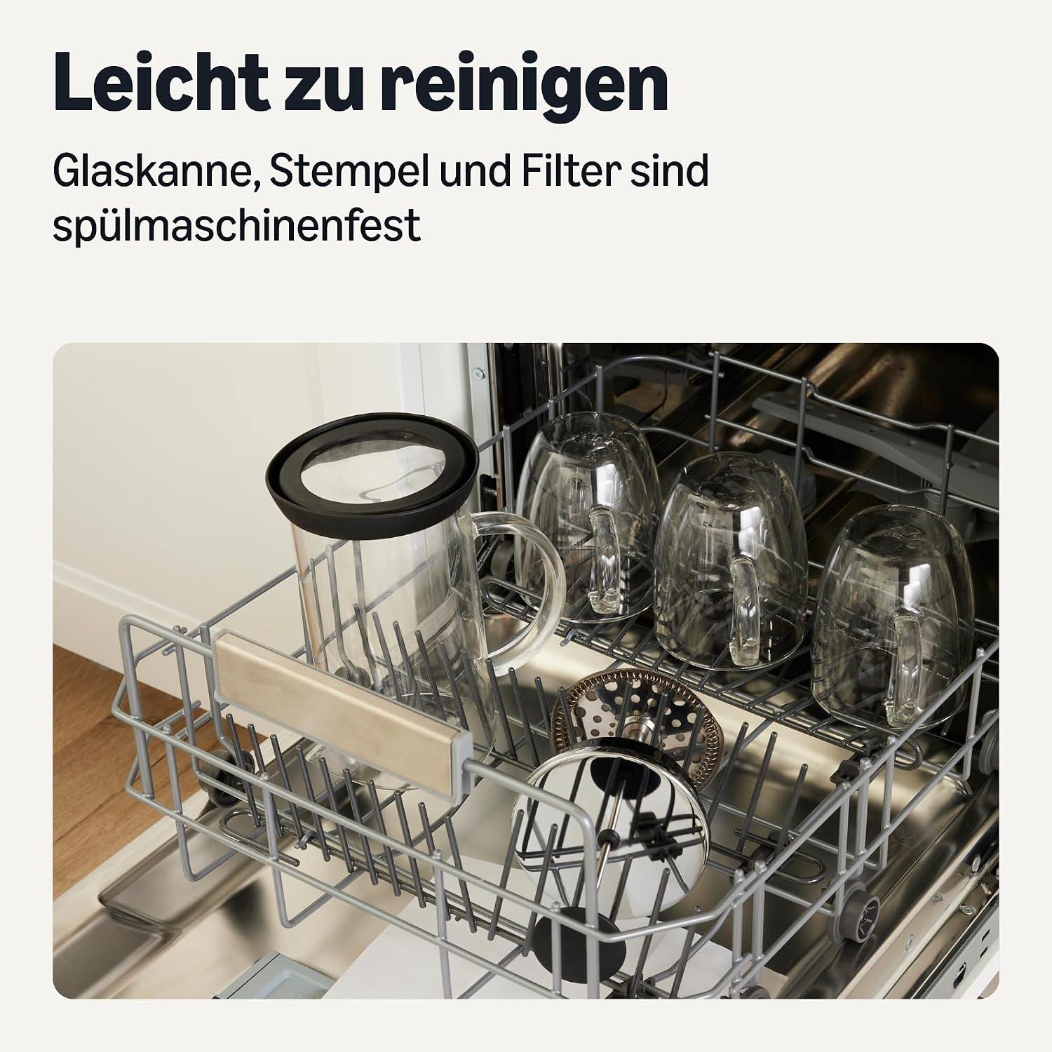 Thumbnail 5 de Amazon Basics French Press-Kaffeebereiter (1 L) aus Borosilikatglas