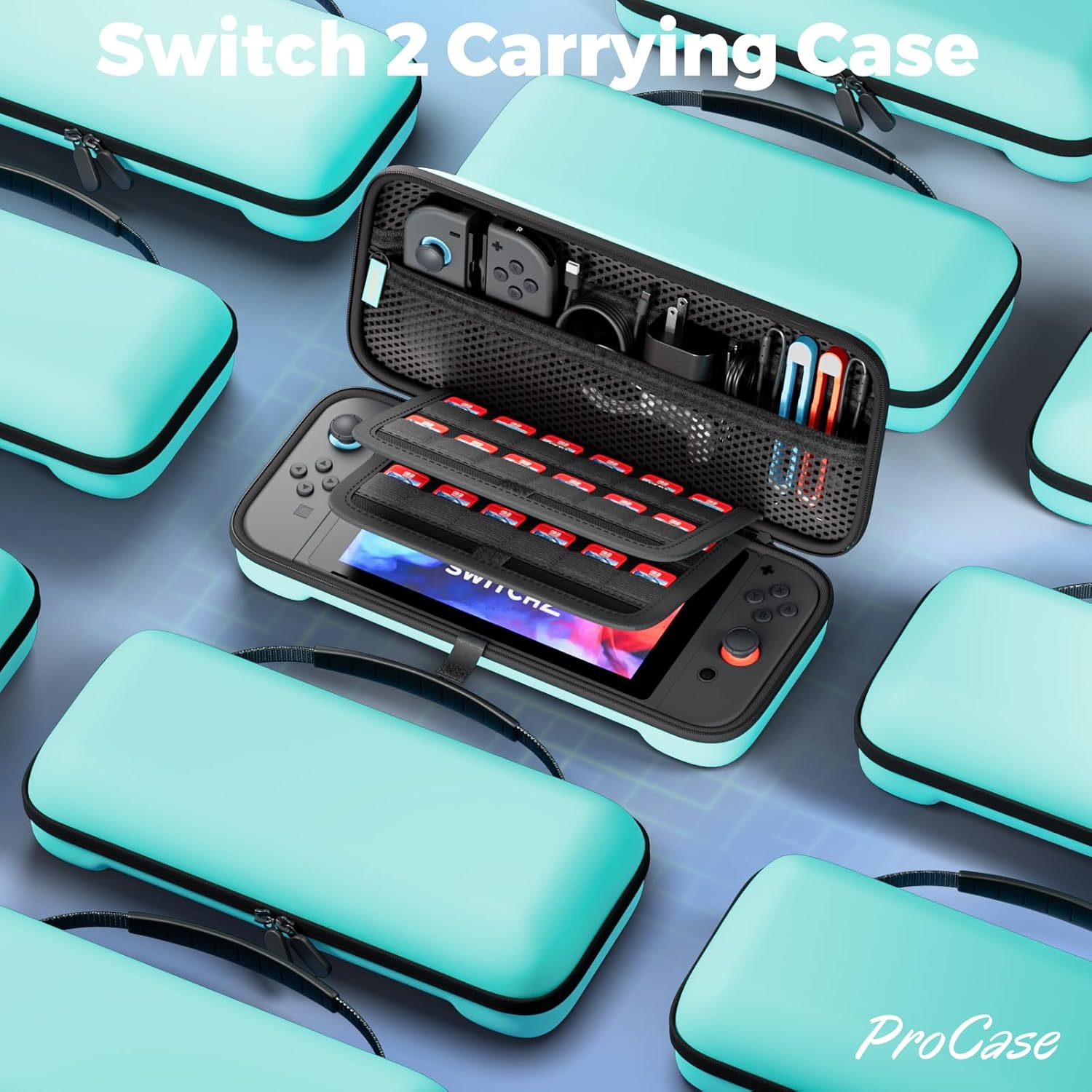Detalle 2 de ProCase Carrying Case for Nintendo Switch 2 (2025) – 24 Card Slots, Hard EVA Travel Case