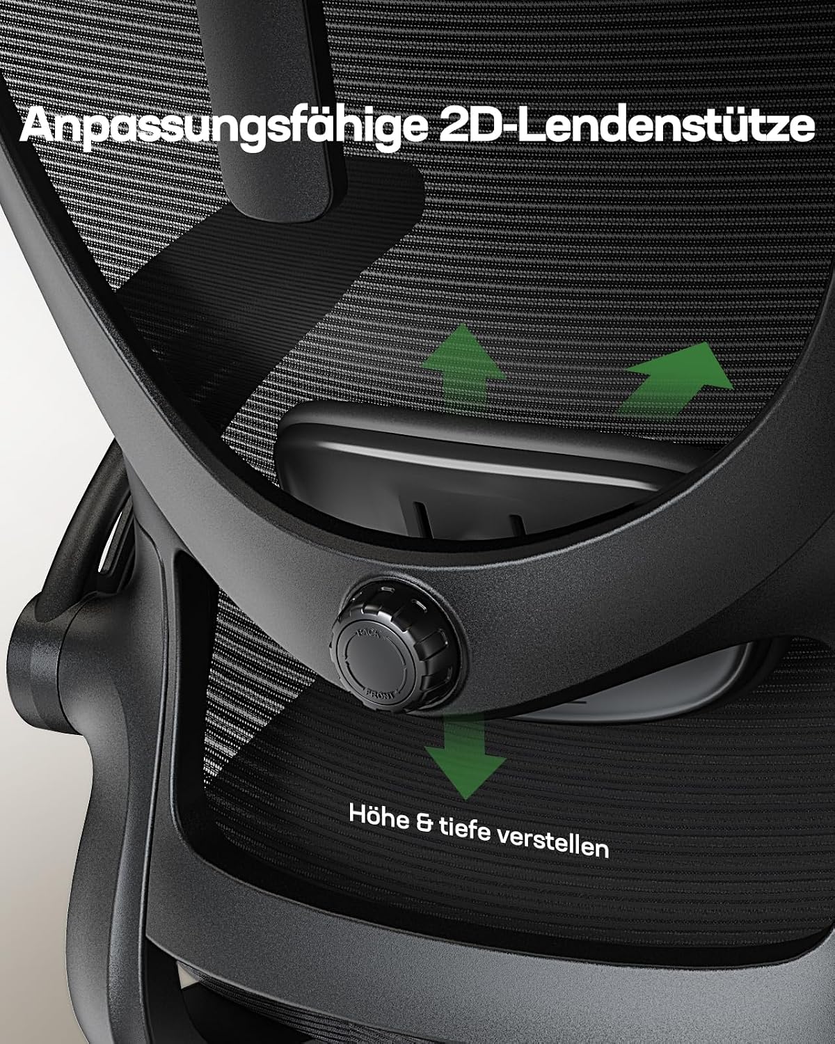 Detalle de Marsail Bürostuhl Ergonomisch – 2D Kopfstütze, 2D-Lendenwirbelstütze, 3D-Armlehnen und 8 cm Sitzkissen