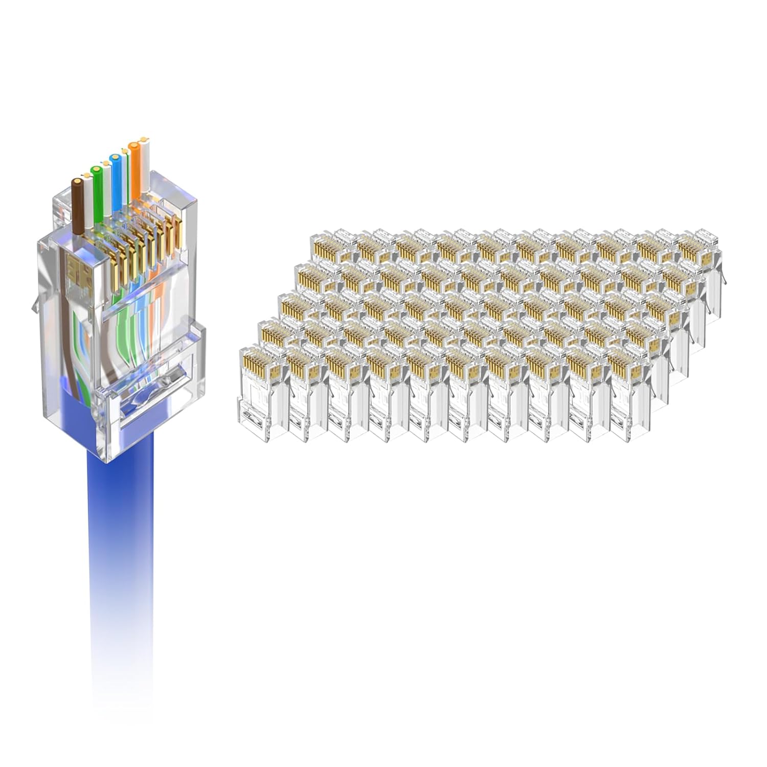 Detalle de VCE RJ45 Pass-Through Connectors (Gold-Plated) 50 Pack for Cat6/5e