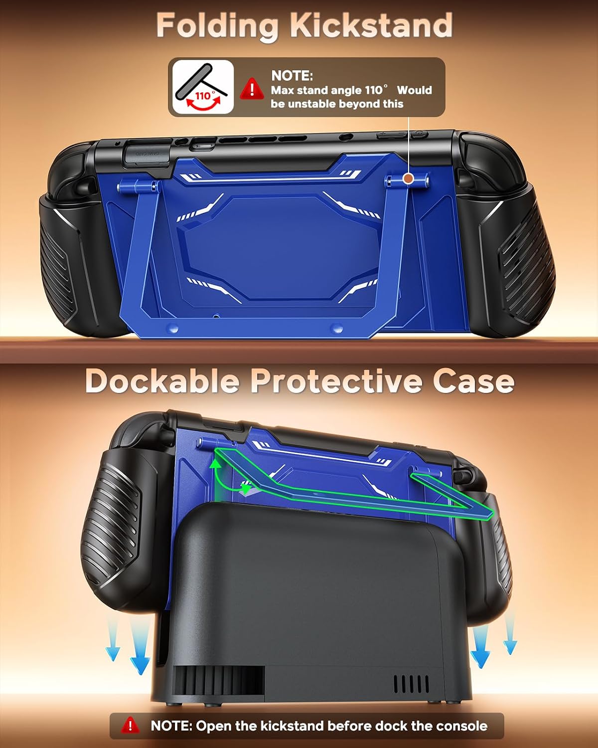 Detalle de FYOUNG Andockbare Schutzhülle für Nintendo Switch 2 – Militärqualität, abnehmbare Griffe, Frontabdeckung mit Ständer