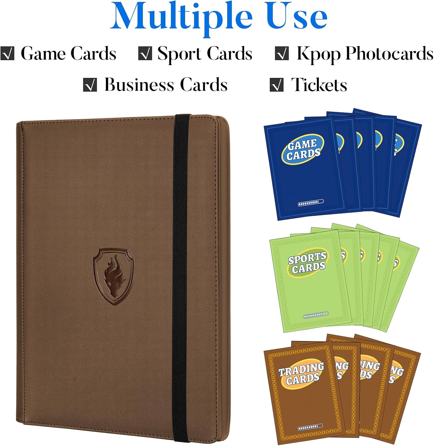 Detalle de Fabmaker 01A0206-5001B 9-Pocket Trading Card Binder, 540-Card Capacity, Brown PU