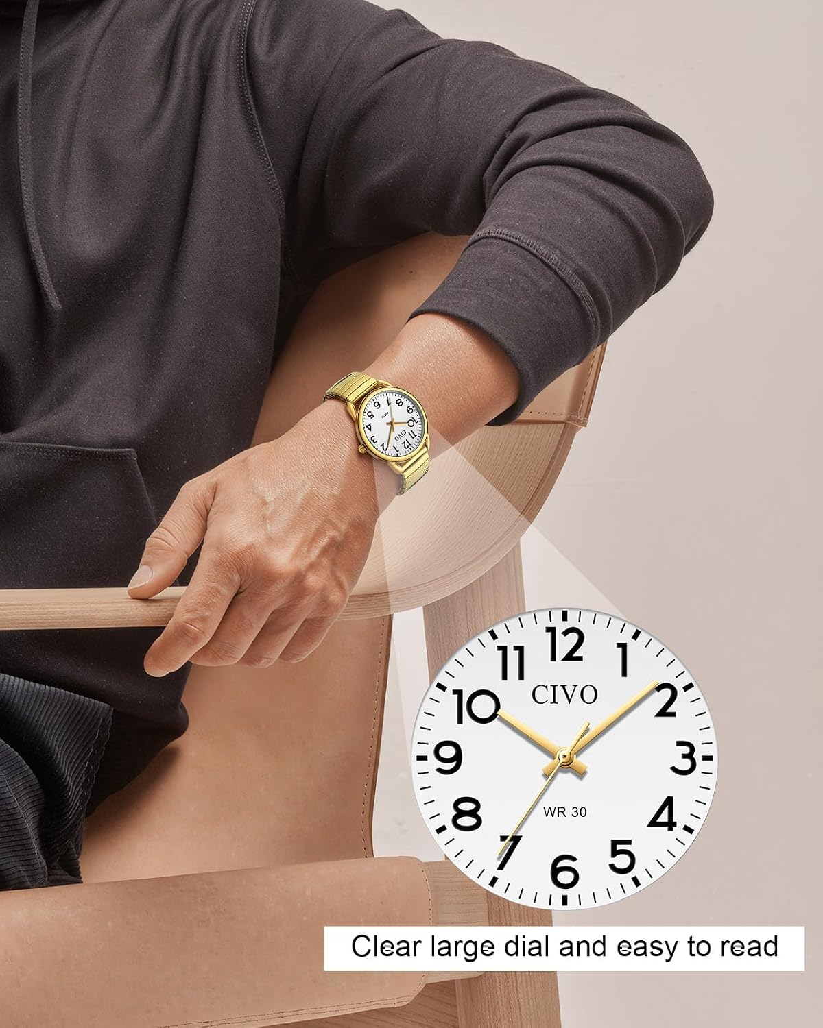 Thumbnail 3 de CIVO Gut Ablesbar Herren Uhr 30 m