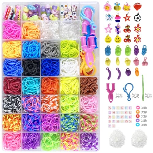 Detalle de Gomas para hacer pulseras Jsdoin 2700+ 40 rejilla: kit creativo con 30 colores y accesorios