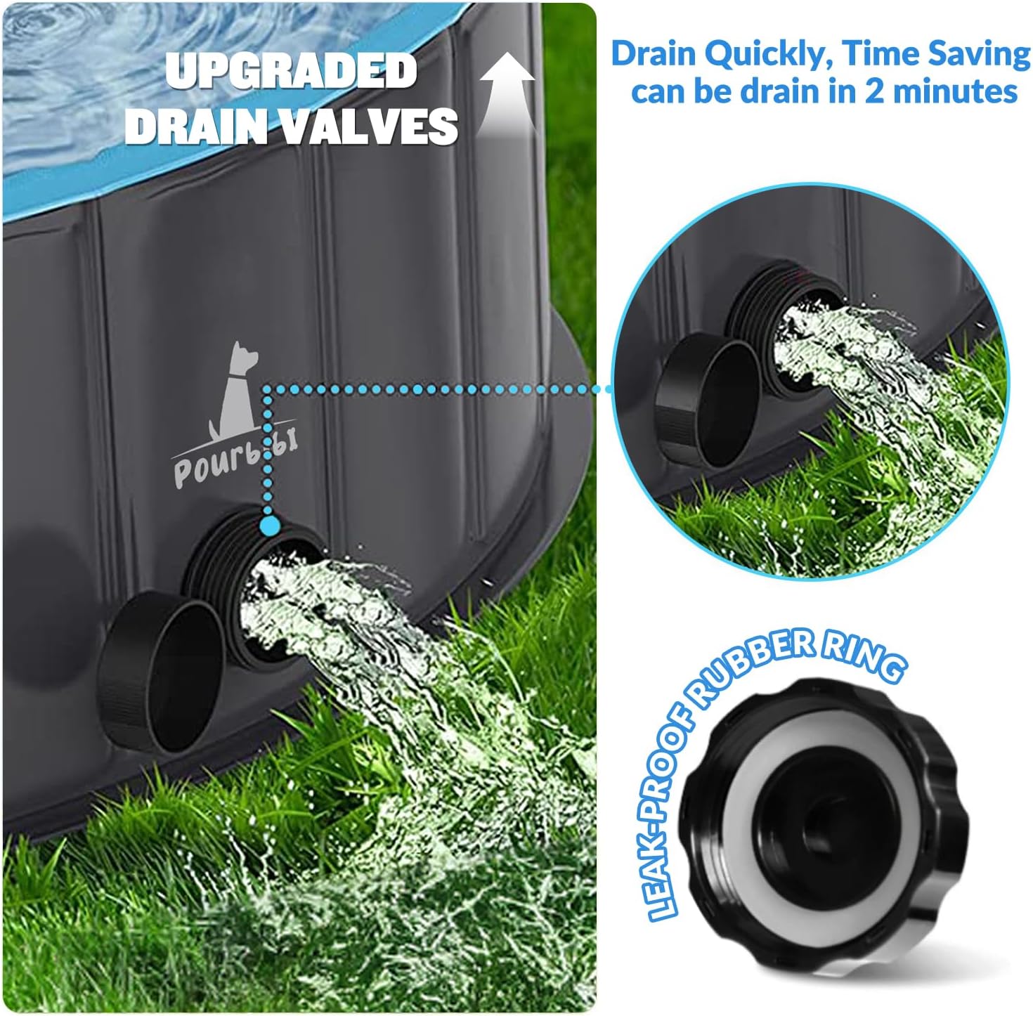 Detalle 2 de Pourbibi Foldable Dog Pool for Large Dogs – XL 160x30cm PVC Paddling Pool