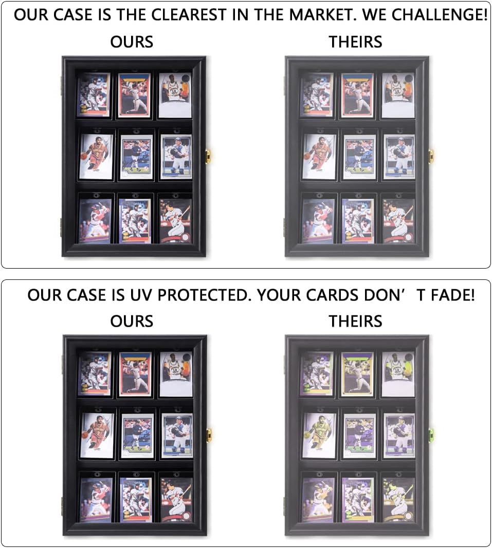 Detalle de VERANI 001 Baseball Card Display Case, Lockable Wall Cabinet with UV-Resistant Acrylic