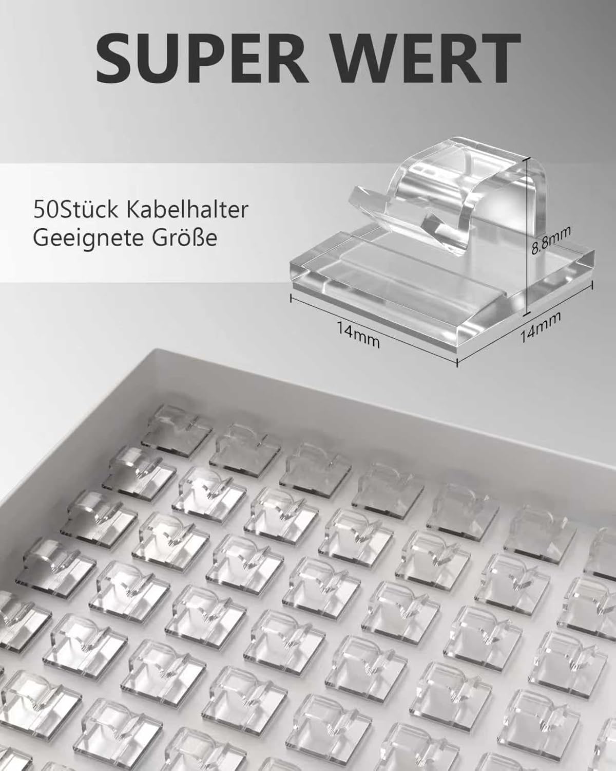 Detalle 2 de Tesmax 100 Stück Kabelhalter selbstklebend für Kabelmanagement