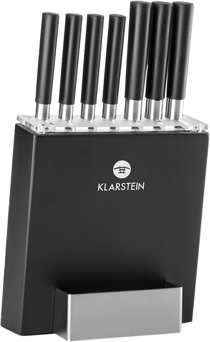 Detalle de Klarstein KG10-Kitano messenset met 7 messen en houten messenblok