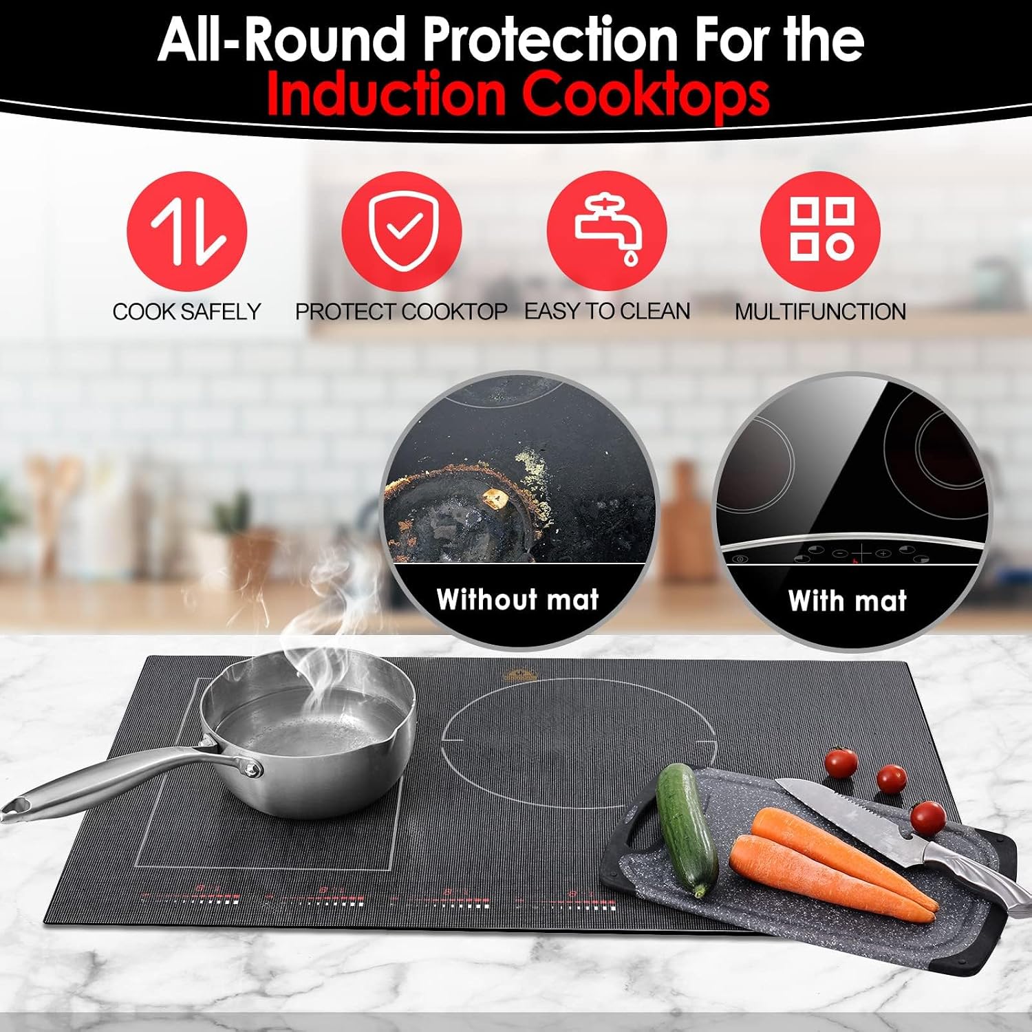 Detalle 2 de KR KITCHENRAKU TSMGTS5 Induction Cooktop Mat, 20.4 x 30.7-Inch Silicone