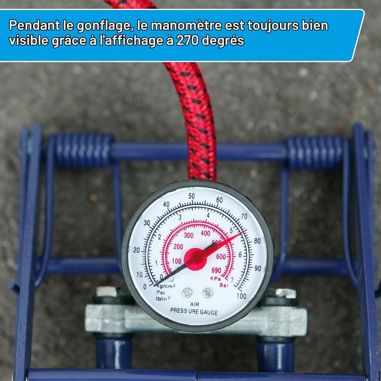 Thumbnail 4 de Cartrend 10927 dubbele voetpomp met manometer tot 7 bar en adapters
