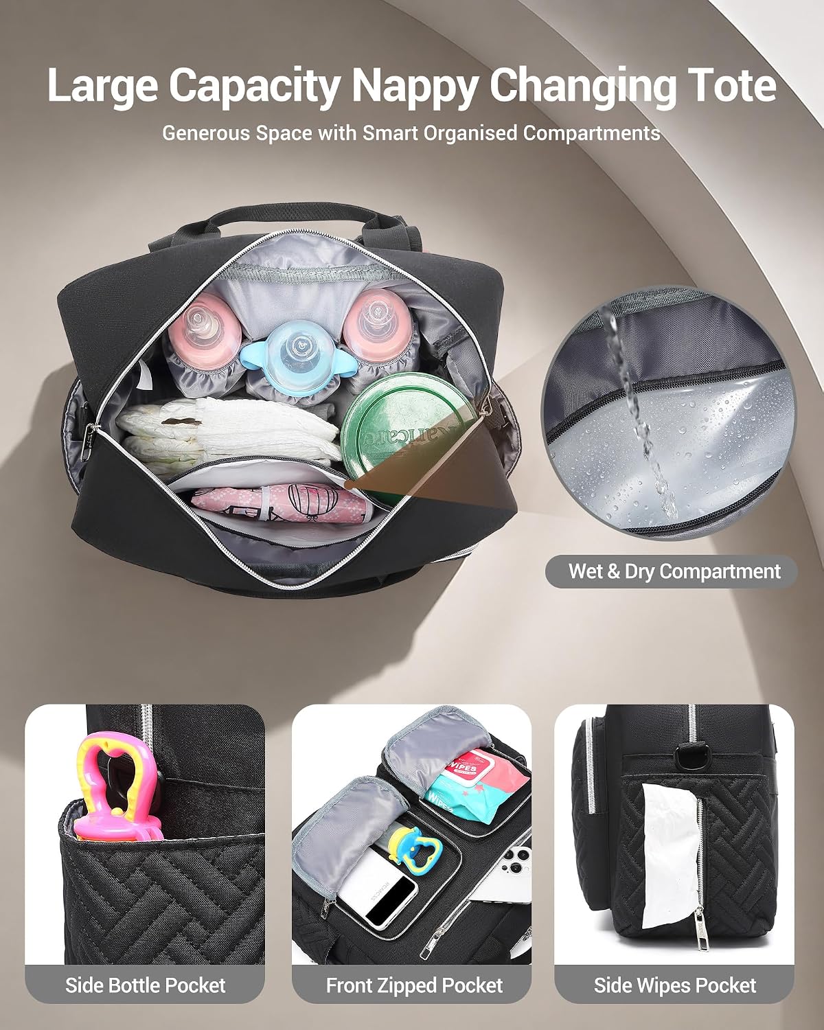 Thumbnail 2 de Kono Baby Changing Bag: Multifunction Nappy Bag with Portable Changing Mat