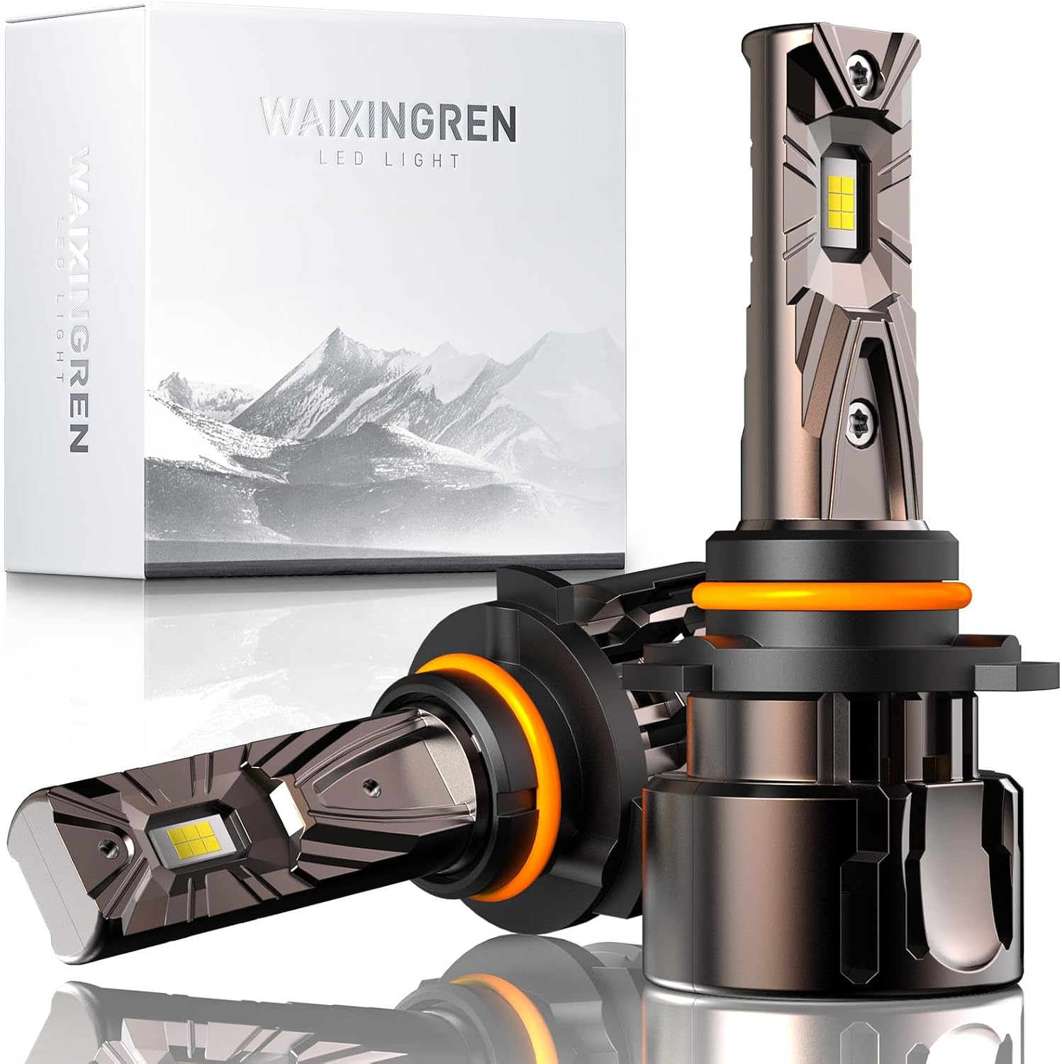 Detalle de WAIXINGREN Upgrade 9005 HB3 LED Headlight Bulb (Pack of 2) – 26000LM, 6500K White, 1:1 Design, IP68, Plug & Play