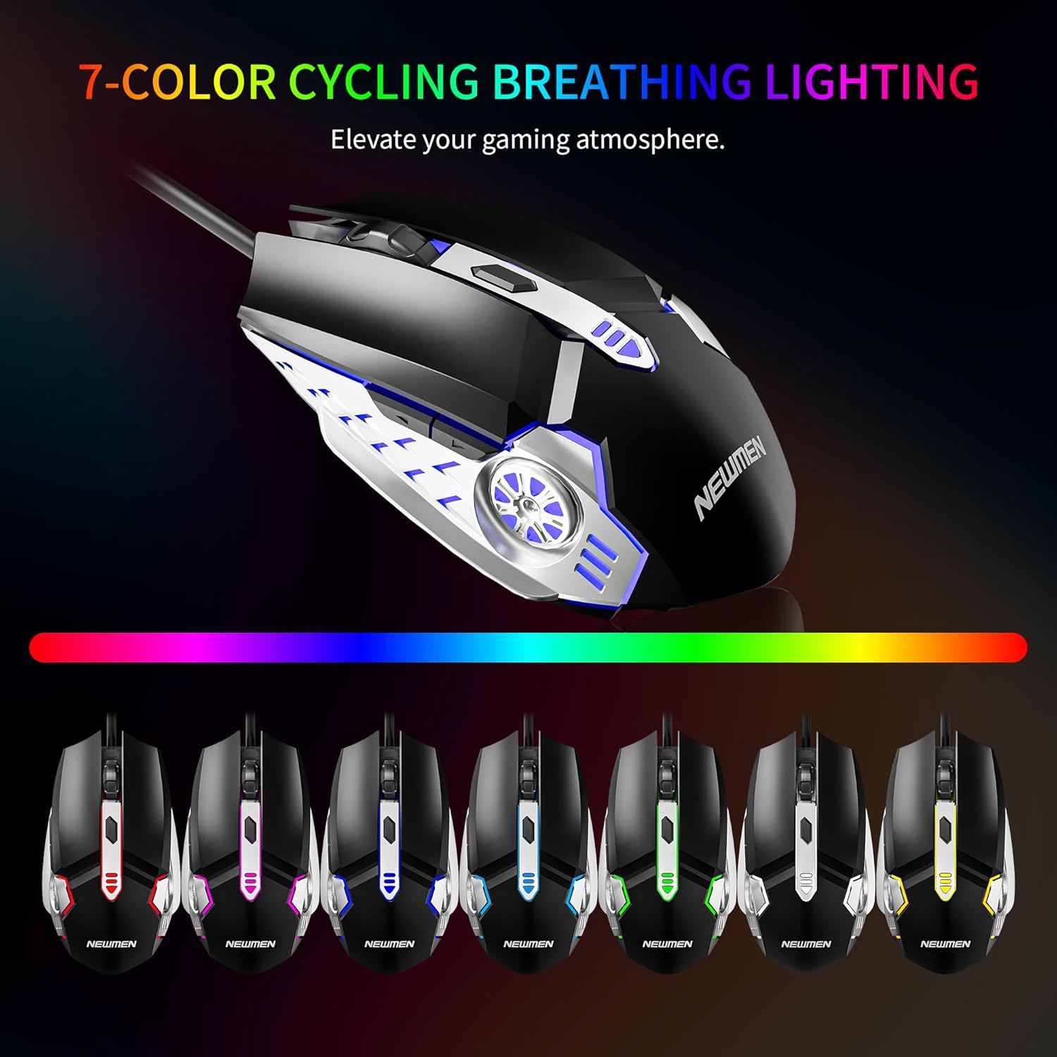 Detalle 2 de Newmen GM104 Wired Gaming Keyboard and Mouse Set (104-Key RGB, QWERTY, USB)