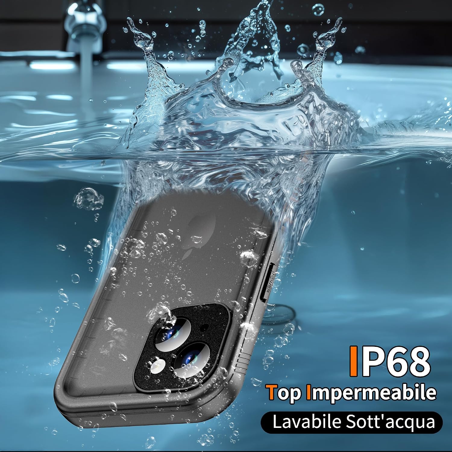 Detalle de Cozycase Cover TOP Antiurto IP68 per iPhone 14 – Custodia completa, impermeabile e resistente