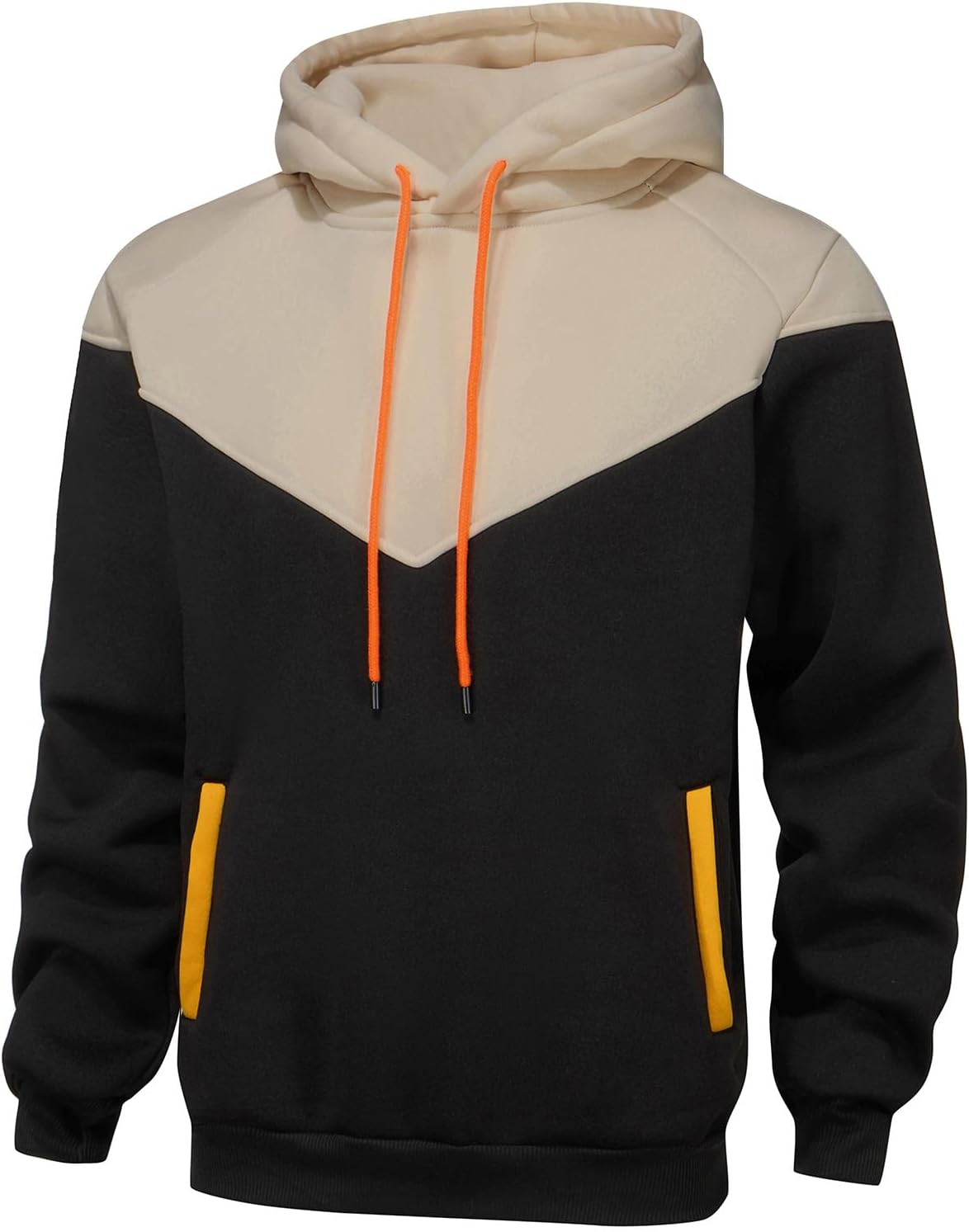 Detalle de Velinsak Colour-Block Hoodie for Men, Long-Sleeve Pullover with Pocket
