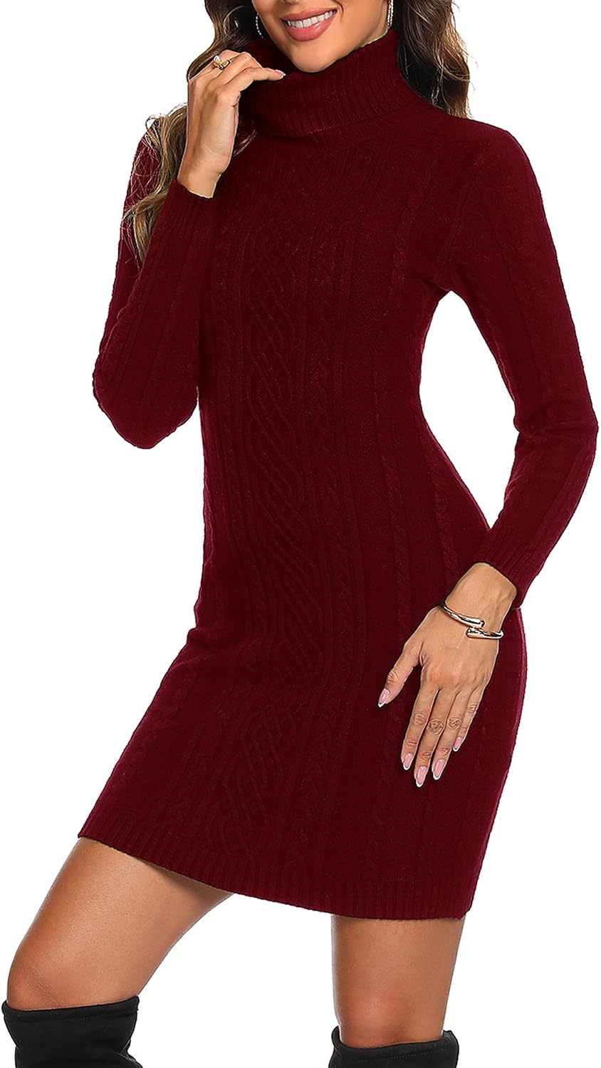 Detalle 2 de Aottori Robe Pull Femme Hiver Col Roulé