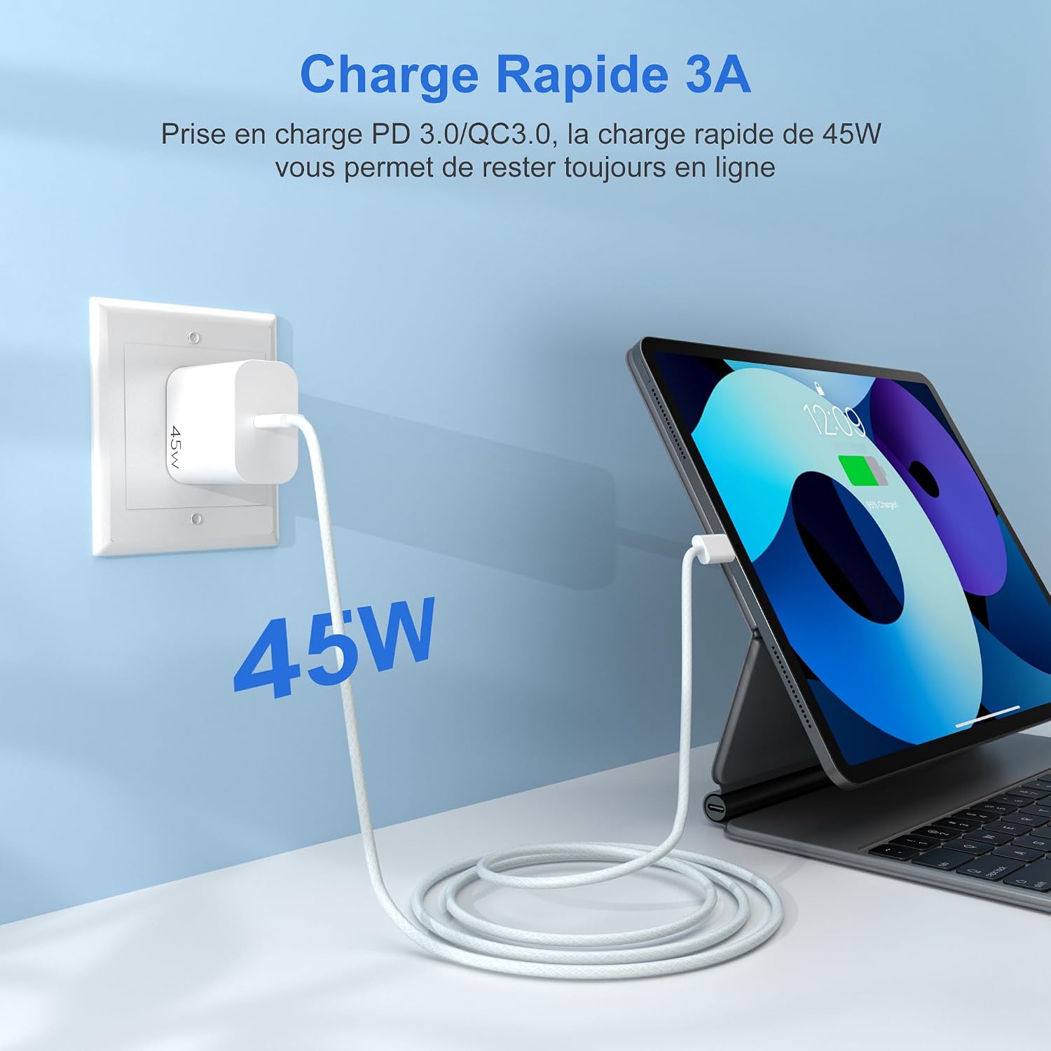 Detalle de YISH chargeur USB C 45 W GaN