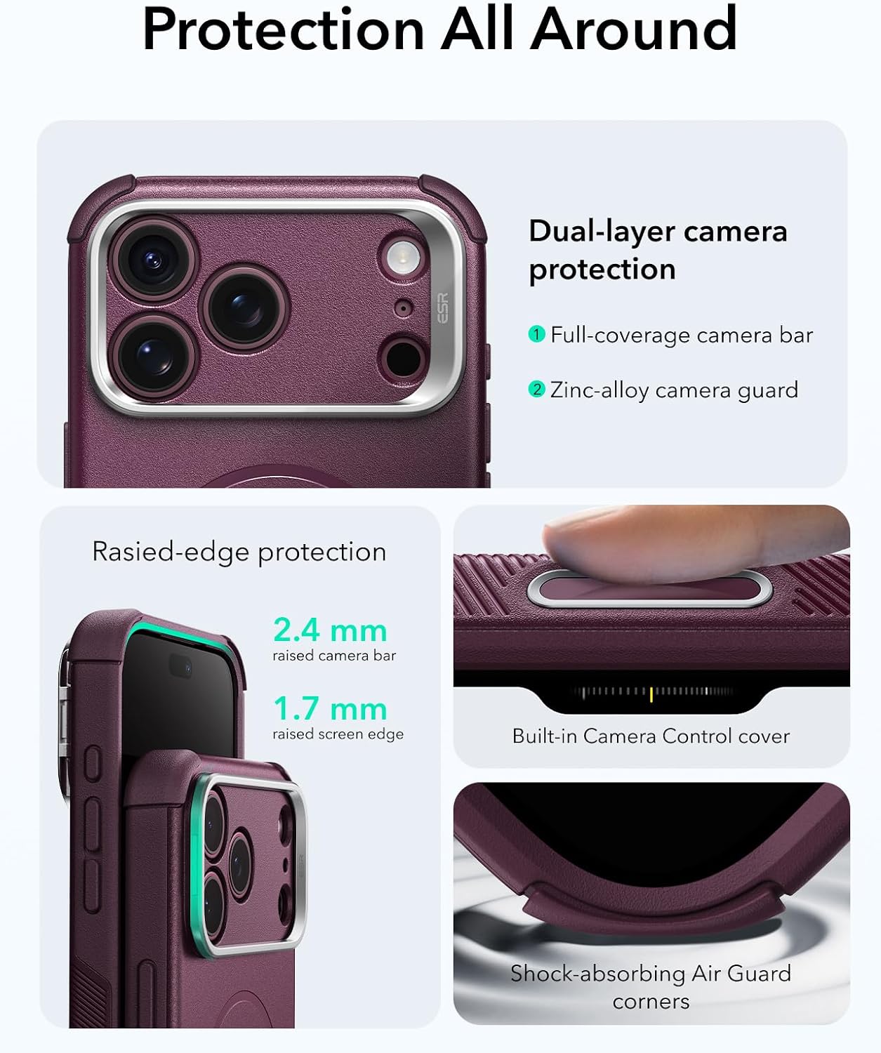 Detalle 1 de ESR Cyber Tough Case (Cyber Series) for iPhone 17/18 Pro Max with Flex Stand