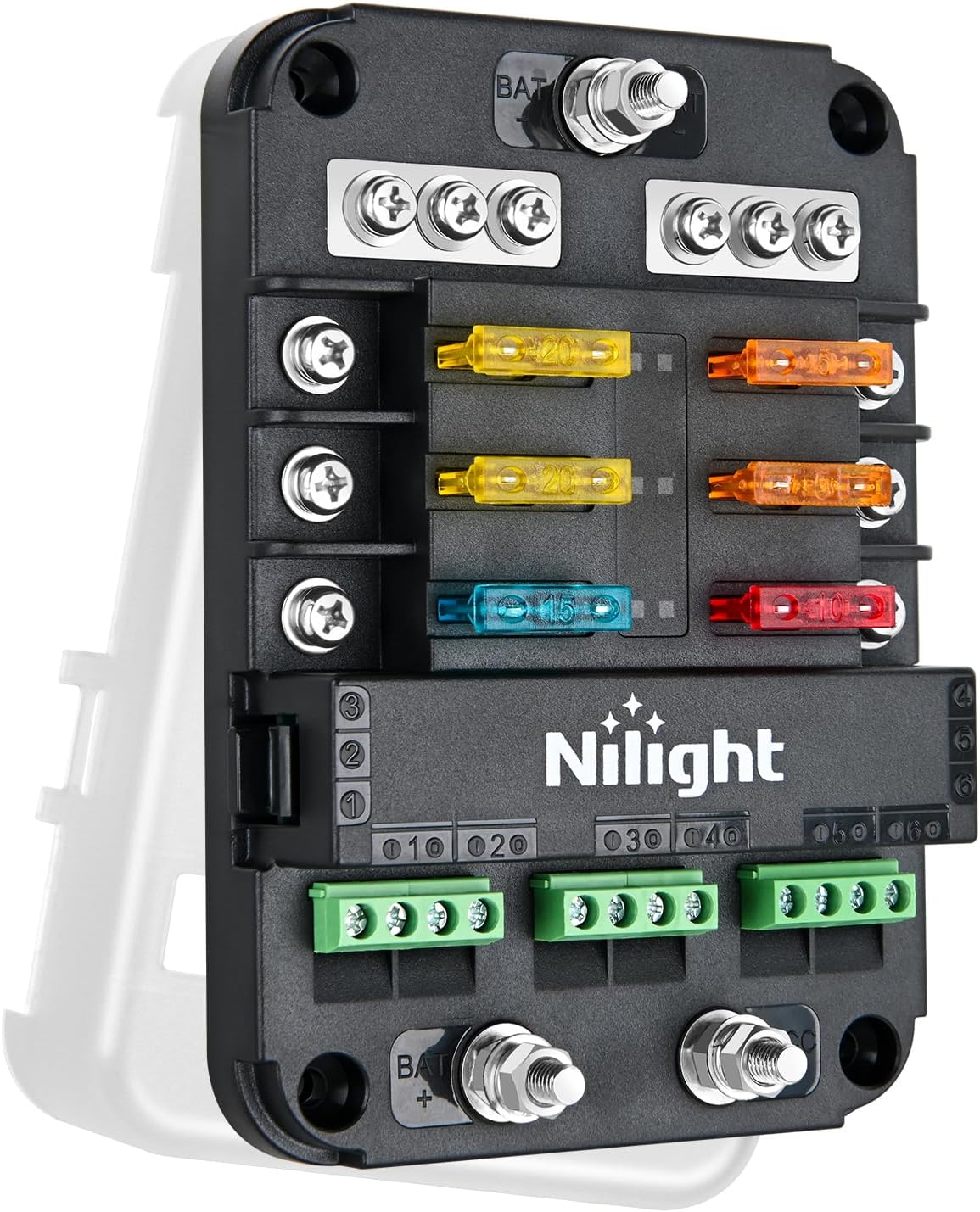 Detalle de Nilight 50224A 6-Way Fuse Relay Block with ACC Control, 12–24V
