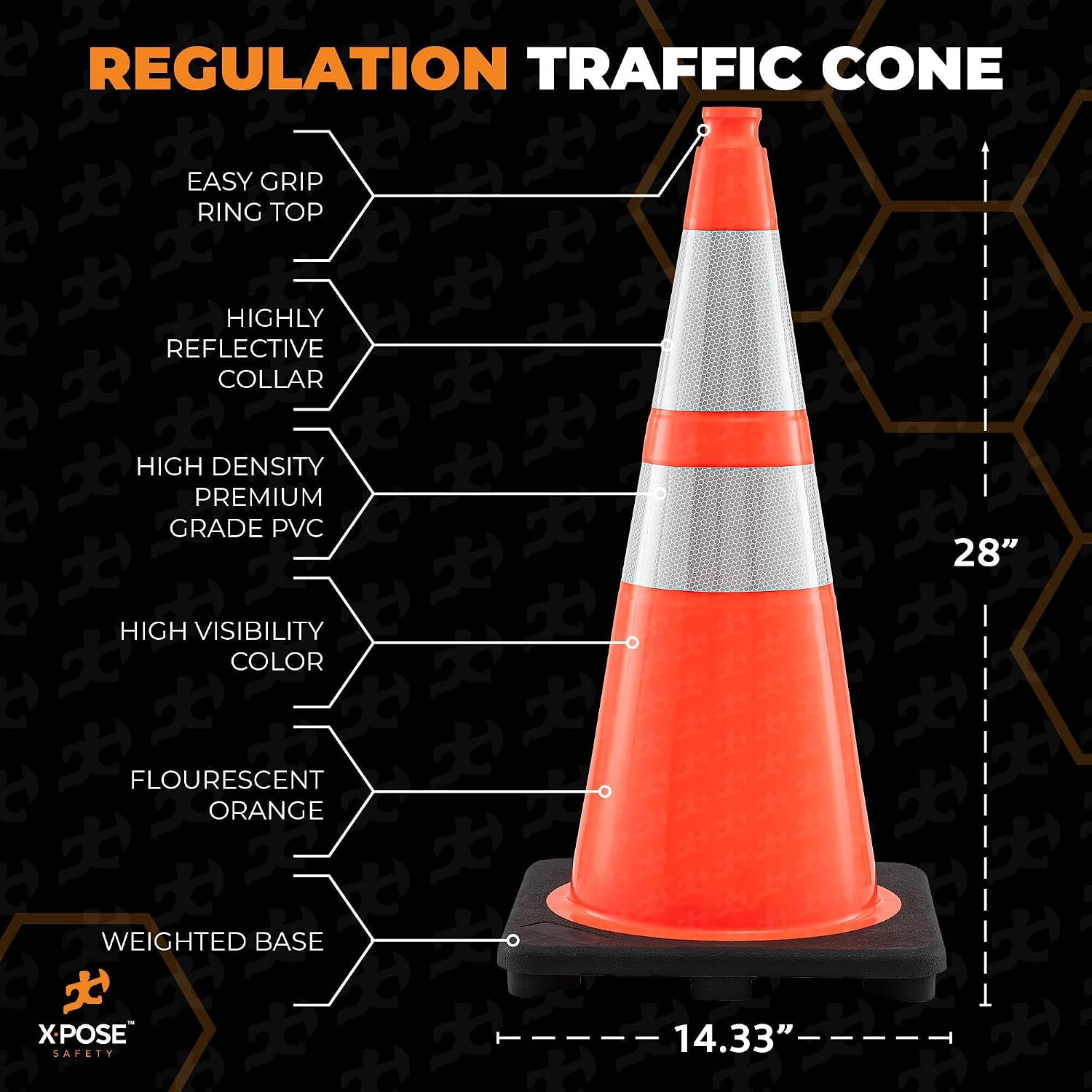 Detalle de Xpose Safety Traffic Cones, 28 Inch