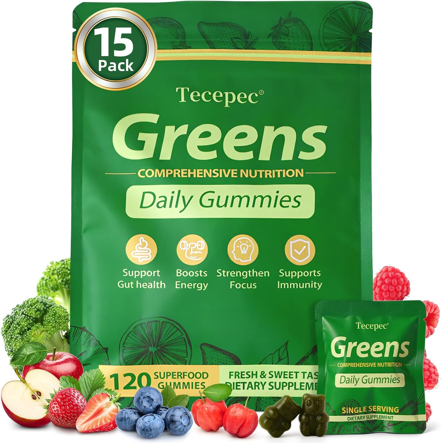 Detalle de Greens Daily Gummies Supplement, 120 Count