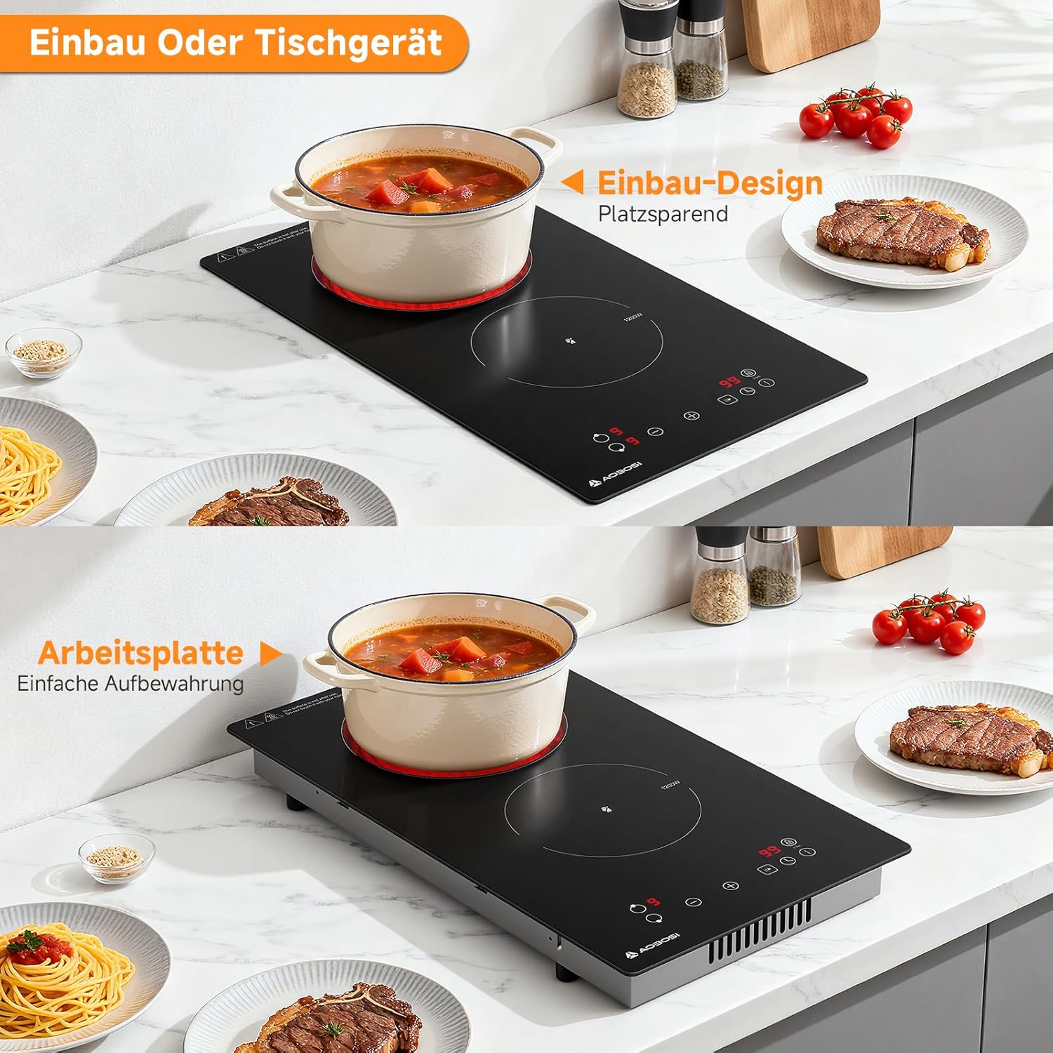 Thumbnail 6 de Aobosi Glaskeramikkochfeld 2 Platten 3.000 W