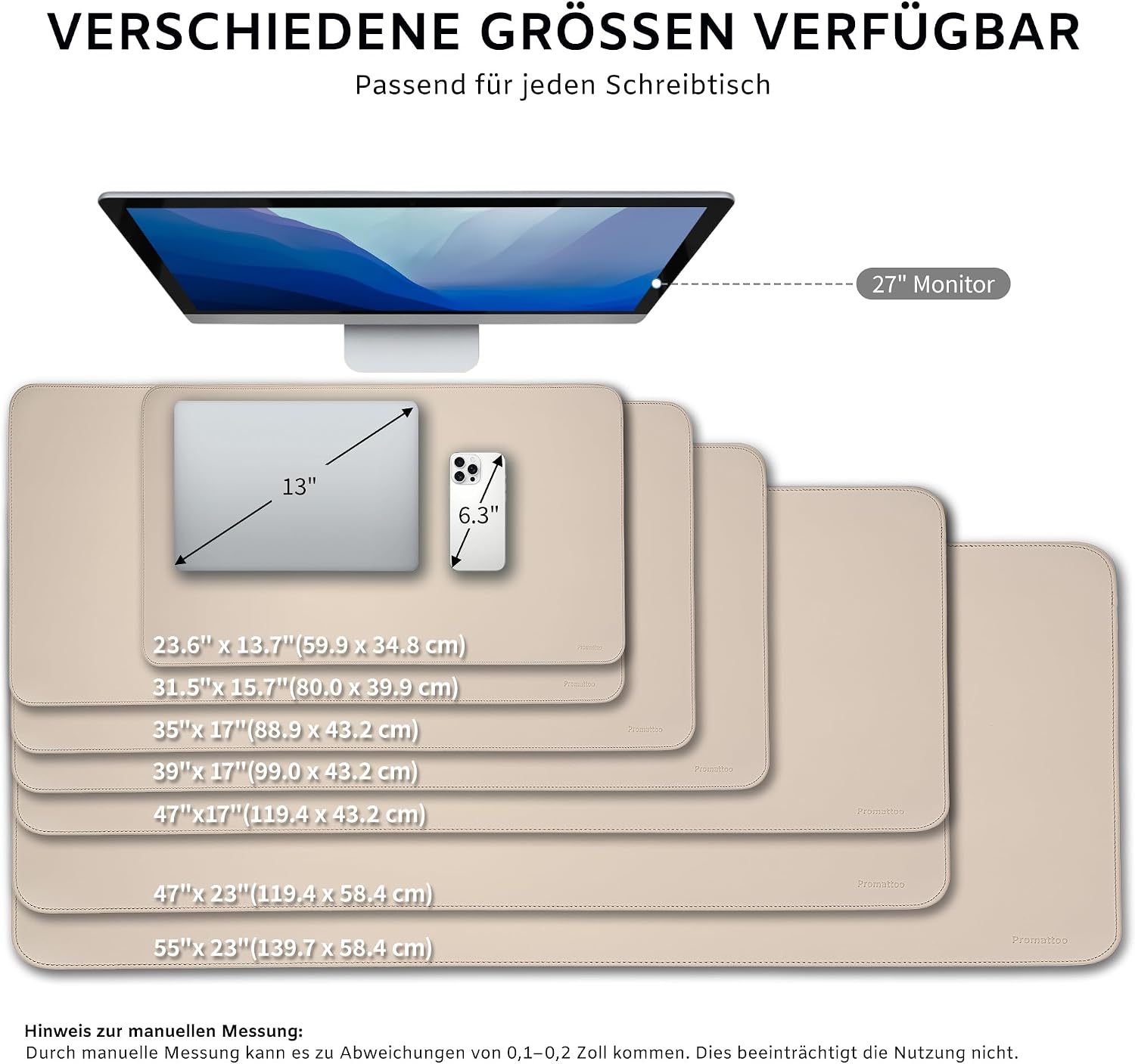 Detalle 2 de PROMATTOO XXL Schreibtischunterlage vegan Leder