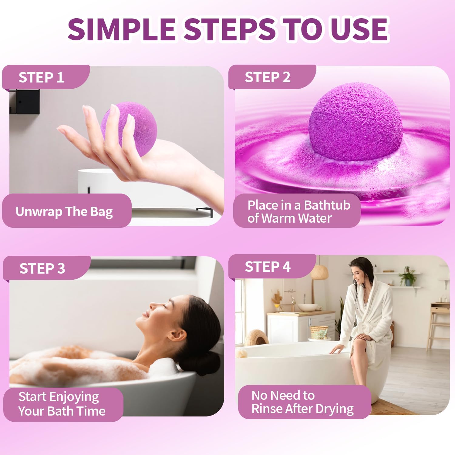 Detalle 2 de NEWFEIFAN 24‑Pack Bath Bombs Gift Set – Handmade Natural Oils, Shea & Cocoa Butter
