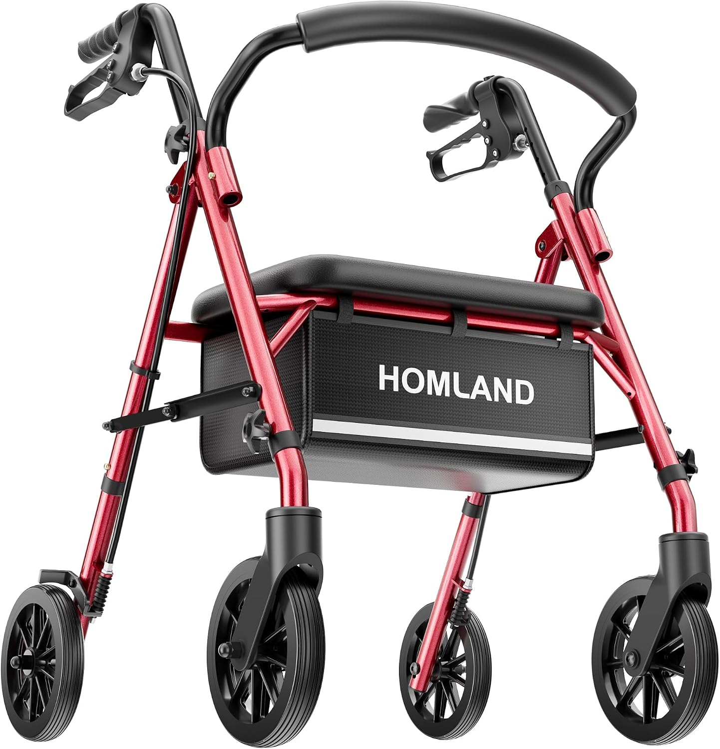 Detalle de HOMLAND Foldable Rollator Walker with Seat, 16 lb, 5-Level Adjustable