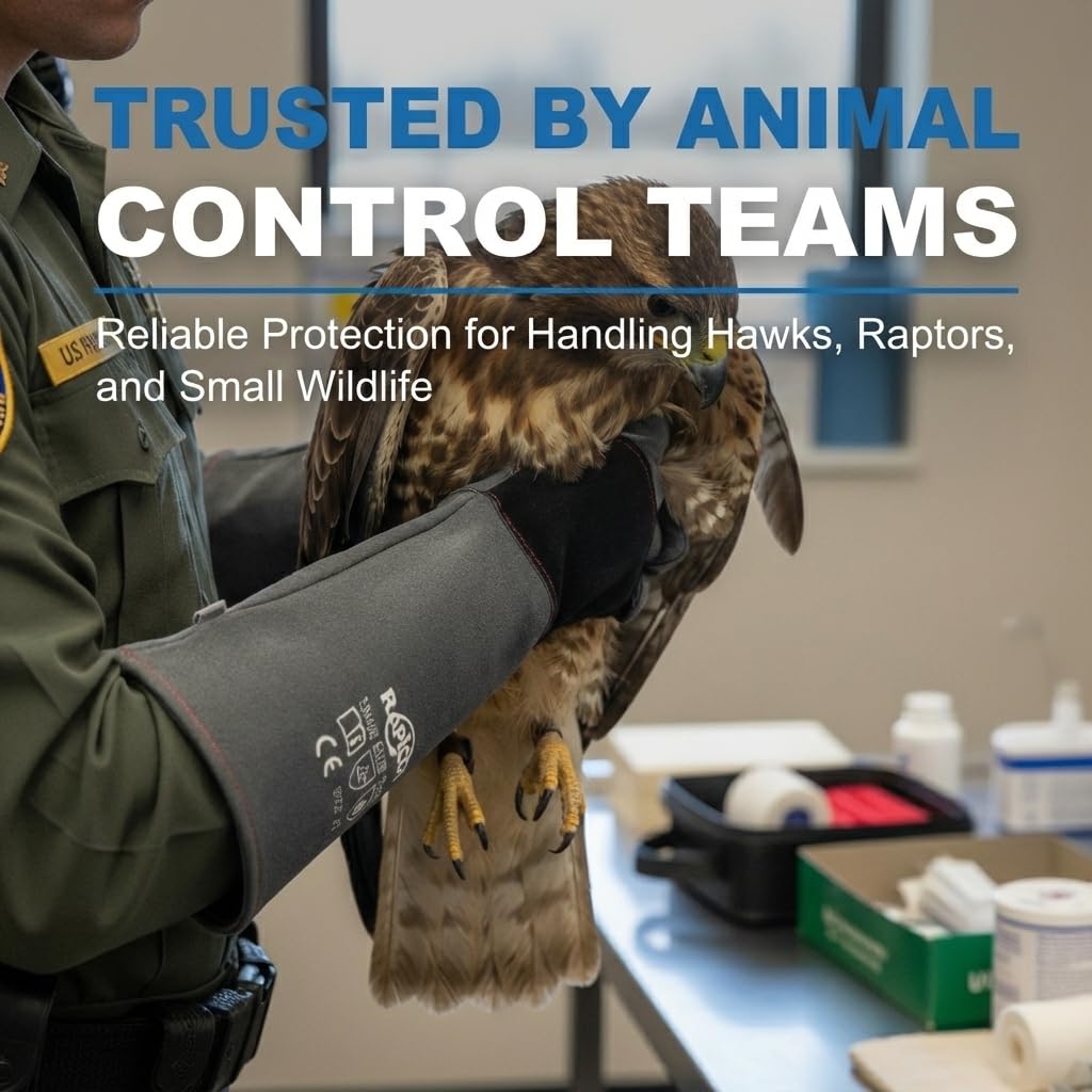 Thumbnail 1 de RAPICCA bite proof animal handling gloves (22in/56cm) with reinforced leather padding