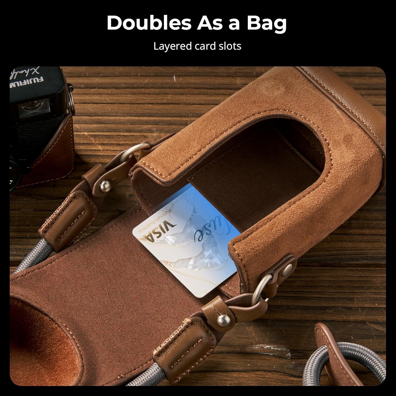 Thumbnail 2 de SMALLRIG Étui en Cuir pour FUJIFILM X Half – Sac de Transport Rétro avec Demi-Étui et Poche Carte