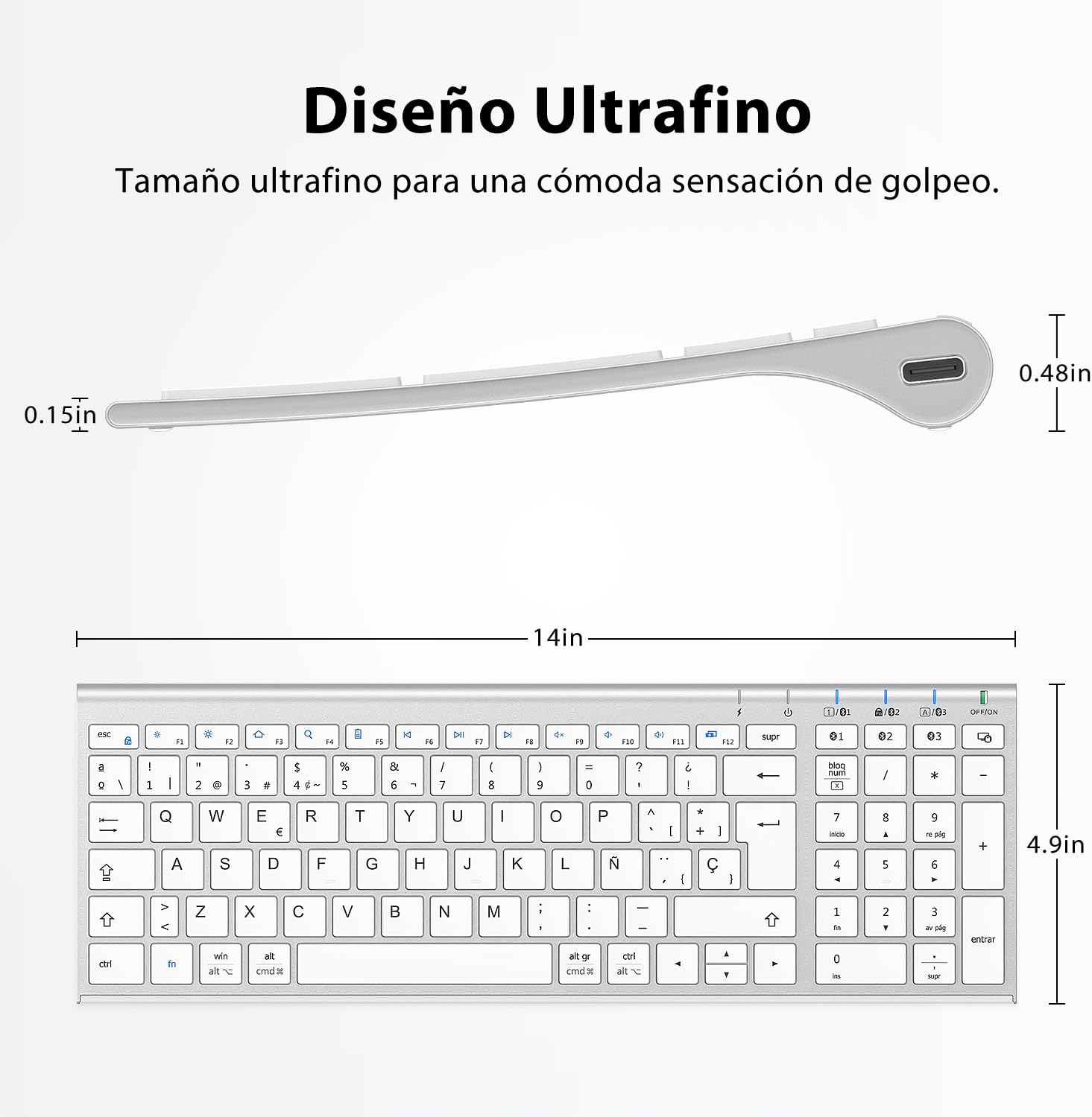 Thumbnail 6 de iClever Teclado Bluetooth BK10, Inalámbrico Multi Dispositivo 🖥