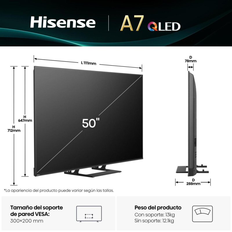 Thumbnail 3 de Hisense QLED 50A7Q 50″ 4K: imagen QLED y sonido envolvente en un solo televisor inteligente